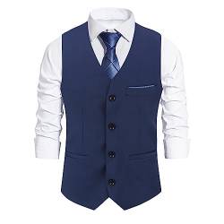 Allthemen Herren Weste Slim fit V Ausschnitt Anzugweste Ärmellose Westen für Business Hochzeit Blau L von Allthemen