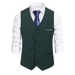 Allthemen Herren Weste Slim fit V Ausschnitt Anzugweste Ärmellose Westen für Business Hochzeit Grün S von Allthemen