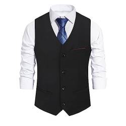 Allthemen Herren Weste Slim fit V Ausschnitt Anzugweste Ärmellose Westen für Business Hochzeit Schwarz S von Allthemen