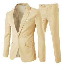 Allthemen Herrenanzug 2 Teilig Slim Fit Anzüge Business Hochzeitanzug für Männer Beige1 M von Allthemen