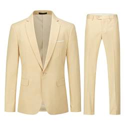 Allthemen Herrenanzug 2 Teilig Slim Fit Anzüge Business Hochzeitanzug für Männer Beige1 S von Allthemen