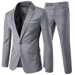 Allthemen Herrenanzug 2 Teilig Slim Fit Anzüge Business Hochzeitanzug für Männer Hellgrau L von Allthemen