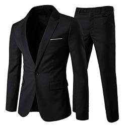 Allthemen Herrenanzug 2 Teilig Slim Fit Anzüge Business Hochzeitanzug für Männer Schwarz L von Allthemen