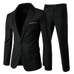 Allthemen Herrenanzug 2 Teilig Slim Fit Anzüge Business Hochzeitanzug für Männer Schwarz XS von Allthemen