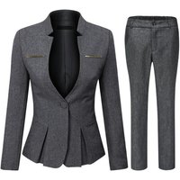 Allthemen Hosenanzug (2 tlg) Damen Eleganter Business Anzug Set mit einem Knopf von Allthemen