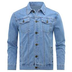 Allthemen Jeansjacke Herren Denim Jacket Trucker Jacke Übergangsjacke für Männer Freizeitjacke #801 Hellblau XL von Allthemen