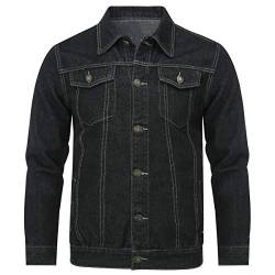 Allthemen Jeansjacke Herren Denim Jacket Trucker Jacke Übergangsjacke für Männer Freizeitjacke #801 Schwarz XS von Allthemen