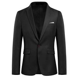 Allthemen Sakko Herren Slim Fit EIN Knopf Anzugjacke Herren Blazer für Business Hochzeit Freizeit Schwarz 3XL von Allthemen