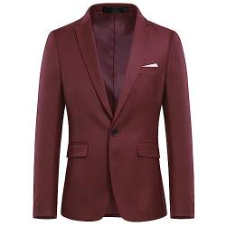 Allthemen Sakko Herren Slim Fit EIN Knopf Anzugjacke Herren Blazer für Business Hochzeit Freizeit Weinrot 3XL von Allthemen