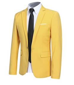 Allthemen Sakko Herren Slim Fit Sportlich Anzugjacke Herren Blazer Business Hochzeit Freizeit Gold XL von Allthemen