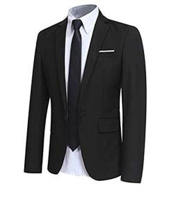 Allthemen Sakko Herren Slim Fit Sportlich Anzugjacke Herren Blazer für Business Hochzeit Freizeit Schwarz M von Allthemen