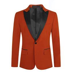 Allthemen Sakko Herren in Samt Optik Regular Fit Blazer Freizeit Smokingjacke für Hochzeit Orange 3XL von Allthemen