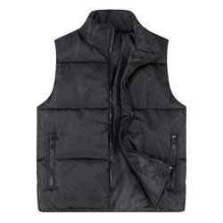 Allthemen Weste Herren Winter Outdoor Steppweste mit Stehkragen Warme Leicht Daunenweste Bodywarmer Gilet Ärmellos Jacke Schwarz L von Allthemen