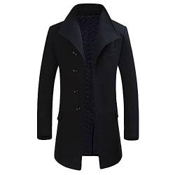 Allthemen Wintermantel Herren Lang Wolle Mantel Herren Schwarz Slim Fit Herrenmantel Business Mantel Wollmantel, Schwarz, XL von Allthemen