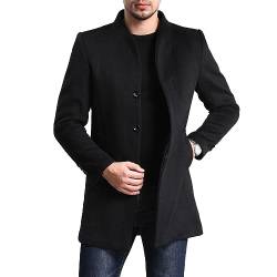 Allthemen Wintermantel Herren Mantel Slim Fit Lang Wollmantel Business Trenchcoat Mantel Herren Winter Schwarz 3XL von Allthemen