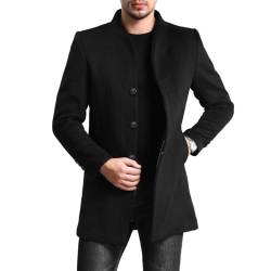 Allthemen Wintermantel Herren Mantel Slim Fit Lang Wollmantel Business Trenchcoat Mantel Herren Winter Schwarz XL von Allthemen