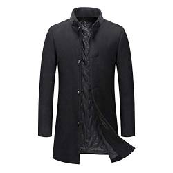 Allthemen Wintermantel Herren Mantel Slim Fit Mittellang Wollmantel mit Stehkragen Business Mantel Herren Winter #1173 Schwarz S von Allthemen