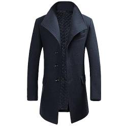 Allthemen Wintermantel Mantel Herren Lang Slim Fit Herrenmantel Winter Schwarz Business Mantel Herren Wolle Wollmantel Dunkelblau S von Allthemen