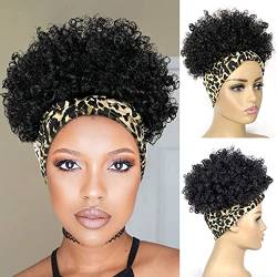 Kurze Perücken für schwarze Frauen, Afro-Perücken für schwarze Frauen, Haarreif, Perücke mit Stirnbändern, Kinky Curly Ananas Perücke von Allyreetress
