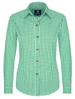 ALMBOCK Trachtenbluse Damen langarm - Karierte Bluse mint-grün kariert aus 100% Baumwolle - Festliche Blusen in Größe 34-46 von Almbock