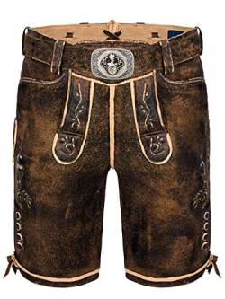 Almbock Bayrische Lederhose Herren - Herren Tracht Wildbock (100% Wildleder) - Trachtenlederhose braun Used in Gr. 50 von Almbock