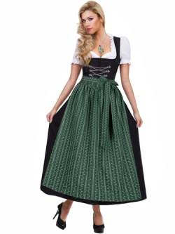 Almbock Langes Dirndl Luisa schwarz mit grüner Schürze in Größe 36 38 40 42 44 46 - Trachten-Mode, Damen, festlich von Almbock