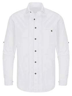 Almbock Trachten Hemd Herren weiß - Trachtenhemd mit Standard Kent-Kragen aus Baumwolle, fürs Oktoberfest, Langarm -traditionelles Trachtenhemd verfügbar in Gr. S-XXXL von Almbock