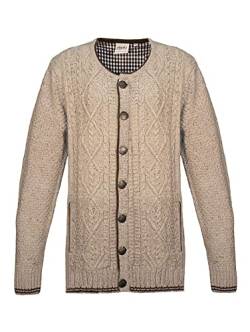 Almbock Trachten Jacke Herren beige | Strickjacke Tracht Herren in wunderschönem klassischen Naturton | Trachten Jacke hell - Trachtenweste Herren 46 von Almbock