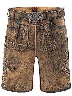 Bayrische Lederhose Herren | Herren Tracht Wildbock (100% Wildleder) | Trachtenlederhose braun Used in Gr. 48 von Almbock