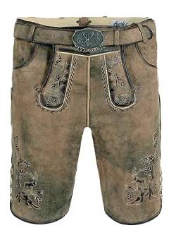 Bayrische Lederhose Herren | Herren Tracht Wildbock (100% Wildleder) | Trachtenlederhose braun Used in Gr. 50 von Almbock