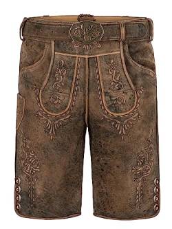 Bayrische Lederhose Herren |Lederhose original Wildbock (100% Wildleder) | Wildbock-Lederhose braun Used in Gr. 56 von Almbock