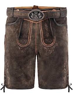 Oktoberfest Lederhose | Lederhose Wildbock (100% Wildleder) | Kurze Lederhose Herren braun Used in Gr. 60 von Almbock