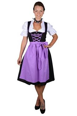 Almhouse 3-teiliges Midi Dirndl Kathi schwarz lila inkl. Schürze und Bluse Gr. 34 von Almhouse