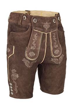 Almsach Herren Lederhose kurz mit Stegträger Dunkelbraun, Espresso-Dunkelbraun, 62 von Almsach