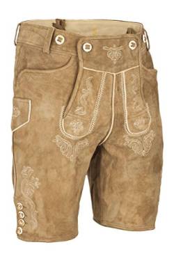 Almsach Herren Lederhose kurz mit Stegträger rehbraun, rehbraun, 44 von Almsach