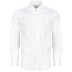 Almsach Herren Trachten-Mode Trachtenhemd Manfred Slim Fit mit Biesen in Weiß traditionell, Größe:M, Farbe:Weiß von Almsach