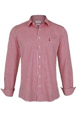 Almsach Herren Trachtenhemd Slim Fit kariert rot, Rot, M von Almsach