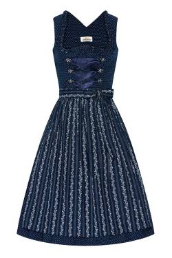 Midi Dirndl 65 cm dunkelblau gepunktet 015619 von Almsach