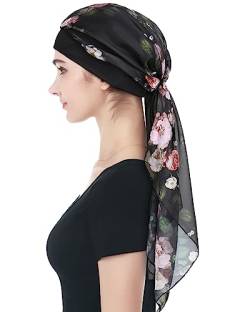 Alnorm Bambus-Chemo-Kopftuch für Frauen Haarausfall Lange Kopfbedeckungen Schwarz von Alnorm