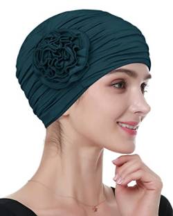 Alnorm Bambus-Chemo-Kopftuch für Frauen Haarausfall Vorgebundene Motorhaube Dunkelgrün von Alnorm