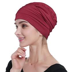Alnorm Bambus-Wintermützen Kopfbedeckungen für Krebspatienten Weinrot von Alnorm