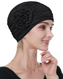 Alnorm Chemo-Kopfbedeckung für Frauen Rüschen Kopfbedeckungen Schwarz von Alnorm