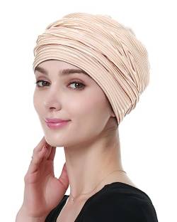 Alnorm Chemo Kopfbedeckung für Krebspatienten Stilvolle Rüschenmütze Beige von Alnorm
