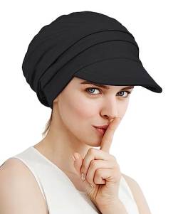 Alnorm Chemo Krebs Kopfbedeckung Mode Hut Kappe mit Krempe Visor für Frau Damen Schwarz von Alnorm