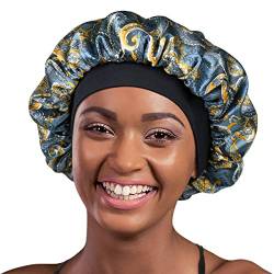 Alnorm Silk Satin Nachtmütze Schlaf Hüte für Frauen Stylische Badekappe Bad Dusche Stirnband von Alnorm