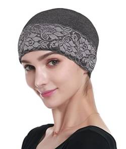 Alnorm Turban aus Spitze Kopf Wickeln Kopfbedeckungen für Frauen Schlafmützen für Frauen mit kurzem Haar Grau von Alnorm