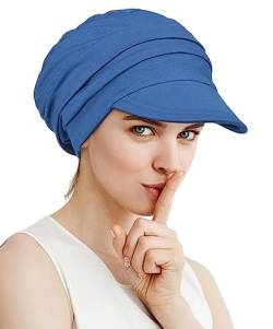 Alnorm Visor Sun Hat Beanie Cap für Krebspatienten Sanfte Kopfbedeckung Blau von Alnorm