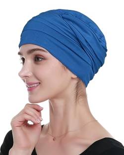 Alnorm Warme Chemo-Mütze für Frauen für Herbst und Winter aus Bambus-Viskose Blau von Alnorm