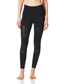 Alo Yoga Damen 7/8 Motorrad hoher Taille Leggings, Schwarz, S von Alo Yoga