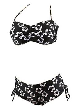 Aloha-Beachwear Damen Rockabilly Bandeau Bikini Hibiskus Flower Blüten Look A4005 (L / 40 / UK 14) von Aloha-Beachwear